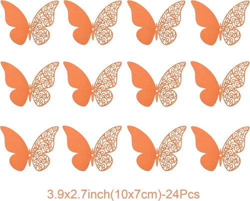 Miniatura 2 de 24 calcomanías de pared de mariposa 3D, decoración de pared de bricolaje, mariposas de papel extraíbles, decoración de dormitorio de niños y boda