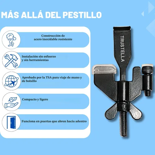 Miniatura 2 de Original Trustella - Cerradura de Puerta Portátil de Servicio Pesado - Dispositivo de Seguridad de Acero Inoxidable para Mayor Seguridad - Ideal