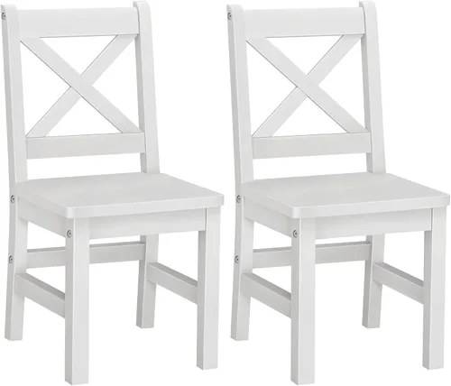 Miniatura 8 de eHemco Silla infantil con respaldo en X de madera maciza, natural, juego de 2