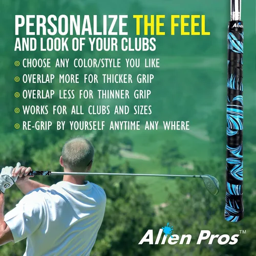 Miniatura 5 de ALIEN PROS Paquete de 6 cintas de envoltura con agarre de golf Blue Waves & Black Clouds Mix - ReGrip en 1 minuto