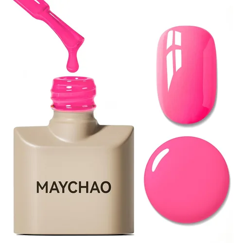 Miniatura 52 de MAYCHAO Esmalte de uñas de gel rosa intenso de 0.5 onzas líquidas, 1 unidad de esmalte de gel rosa brillante, esmalte de uñas que se absorbe con luz
