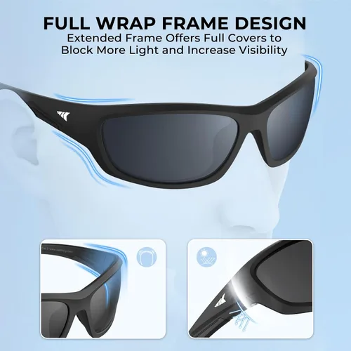 Miniatura 3 de KastKing Hiwassee - Gafas de sol deportivas polarizadas para hombres y mujeres, gafas de sol envolventes para pesca, ciclismo y correr, protección UV