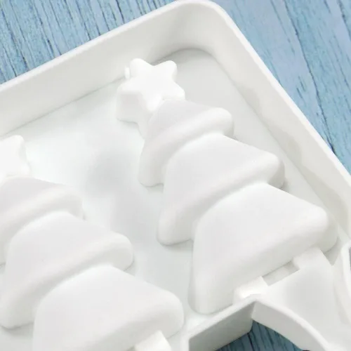 Miniatura 2 de 1 paquete de moldes de silicona con forma de árbol de Navidad de Navidad, moldes de paletas de hielo de 4 cavidades para niños y adultos, molde