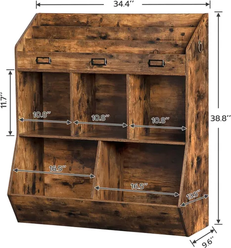 Miniatura 3 de HOOBRO Estantería para niños, organizador de almacenamiento para juguetes, estantería para niños, 5 compartimentos y 3 estantes de 3 niveles