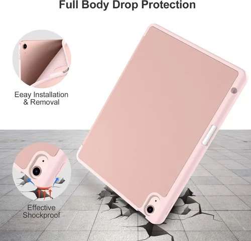 Miniatura 4 de Akkerds Funda compatible con iPad Air de 11 pulgadas de 7ª/6ª generación (M3/M2) 2025/2024, para iPad Air de 5ª/4ª generación de 10.9 pulgadas Rosa