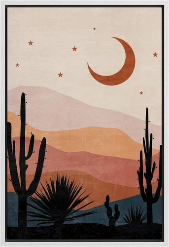 Miniatura 41 de SIGNFORD Lienzo enmarcado para pared, camino del desierto con cactus, naturaleza silvestre, ilustraciones modernas, arte decorativo, rústico