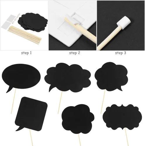 Miniatura 4 de LUOEM 20 letreros de pizarra de tiza para cabina de fotos, accesorios divertidos para fotos de selfies, bonitos letreros de mensaje para bodas