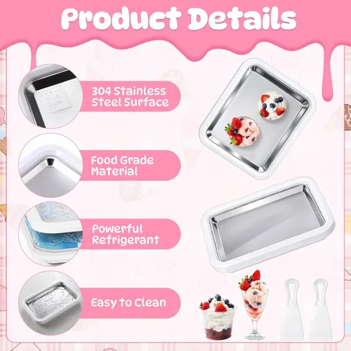 Miniatura 4 de 2 juegos de rodillos de helado instantáneos DIY en casa, máquina de helados enrollados caseros bandeja de yogur congelado para reuniones familiares
