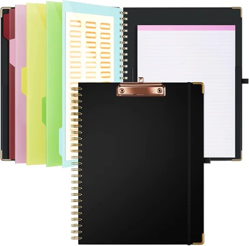 Miniatura 14 de Ospelelf Folio portapapeles con bloc de notas para tamaño carta, carpeta portapapeles con almacenamiento, 5 carpetas con 10 bolsillos, cierre Tarot