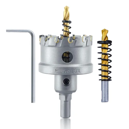 Miniatura 21 de Luomorgo 1-1/2" 1.496 in TCT Sierra de agujero de carburo de tungsteno con punta de carburo de tungsteno con 2 brocas piloto chapadas en titanio
