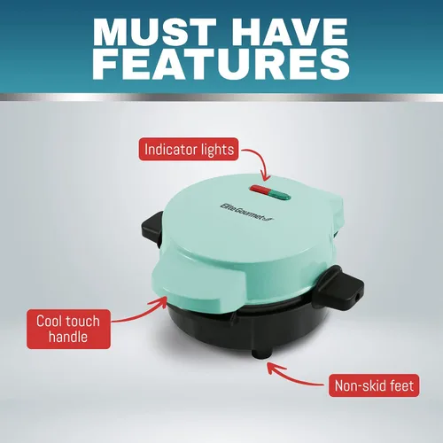 Miniatura 4 de Elite Gourmet EWM460 Máquina para Hacer Gofres Belgas Giratoria con Volteo Antiadherente, Gofres de 1.25 Pulgadas de Grosor, Hash Browns, Keto, Negro