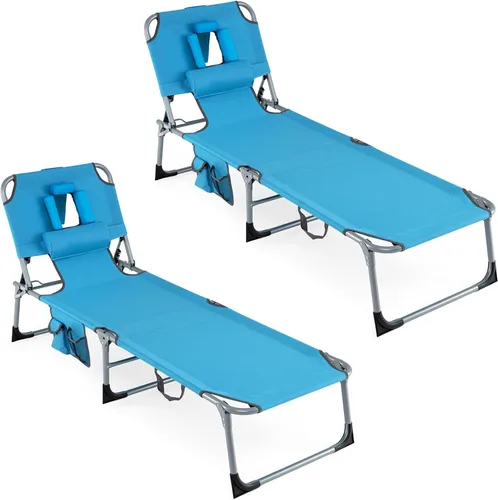 Miniatura 13 de COSTWAY Silla de salón plegable de playa, silla de bronceado con agujero para la cara, respaldo ajustable de 5 posiciones, almohada y bolsillo
