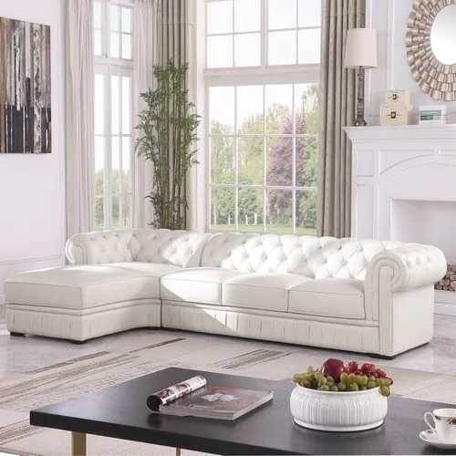 Miniatura 9 de Sofá seccional en forma de L, conjunto de sofás de Cuero, sofá grande de piel de vaca con sillón reclinable a la izquierda, adecuado para oficina