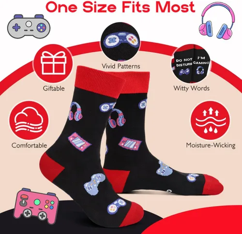 Miniatura 30 de AGRIMONY Calcetines divertidos con texto en inglés «Do Not Disturb Gaming» para hombres, mujeres, adolescentes, niños, Pascua, padres, cumpleaños