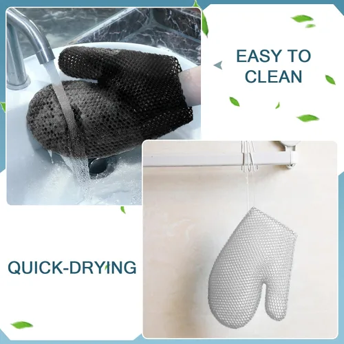 Miniatura 3 de Karenhi 2 guantes exfoliantes de panal de abeja, guantes de baño para spa, guante exfoliante de panal para ducha corporal, esponja para ducha, Negro