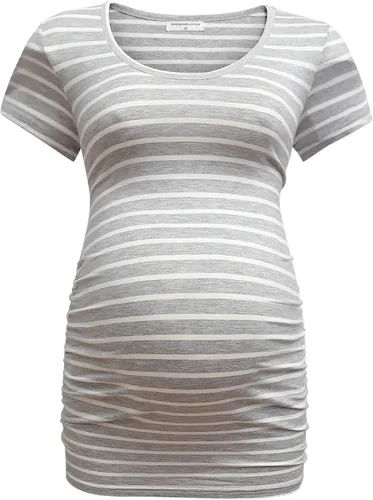 Miniatura 3 de Bearsland - 3 Camisetas de maternidad para mujer, camisetas clásicas de manga corta con lateral fruncido para madres, ropa de embarazo