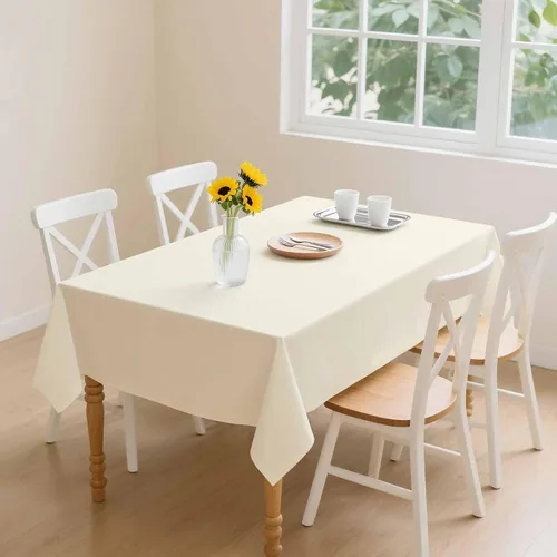 Miniatura 7 de Paquete de 2 Manteles de Plástico Beige Desechables Cubiertas de Mesa Mantel Rectangular Beige para Fiesta Baby Shower Boda Cumpleaños Mantel