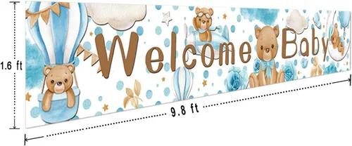 Miniatura 2 de Cartel grande azul de bienvenida para baby shower, suministros de decoración de fiesta de revelación de género, decoraciones de bienvenida