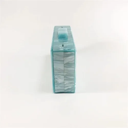 Miniatura 3 de ZLXDP - Bolso de mano de acrílico para noche, bolso de mano con cadena azul claro, bolso cruzado de retazos, bolso de fiesta para mujer