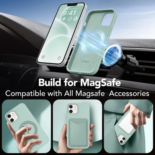 Miniatura 483 de GONEZ Funda de silicona para iPhone 15 Pro Max, compatible con Magsafe, protector de cámara + protector de pantalla, forro de microfibra suave