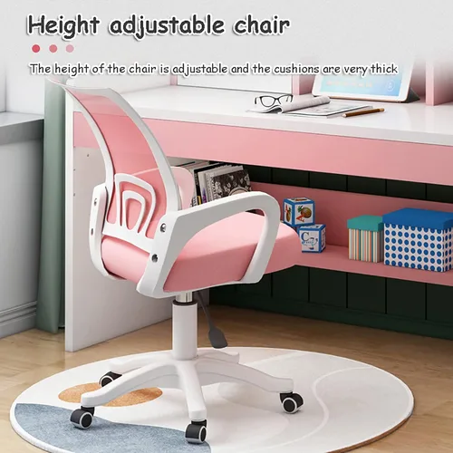 Miniatura 7 de QQXX Juego de escritorio y silla de altura ajustable, mesa de estudio de madera con gabinete y cajón de almacenamiento, mesa de escritorio de Azul A