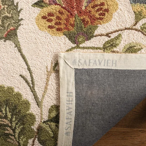 Miniatura 5 de SAFAVIEH Chelsea Collection - Alfombra decorativa de 2 pies 6 pulgadas x 4 pies, color marfil, lana de campo francesa enganchada a mano, ideal