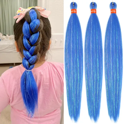 Miniatura 32 de Cabello trenzado preestirado ombré, extensiones de cabello trenzado sedoso, sin picazón, trenzas de cabello trenzado de ganchillo con textura Yaki