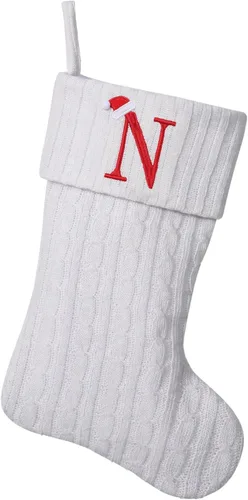 Miniatura 74 de Medias de Navidad personalizadas de 19 pulgadas con iniciales bordadas, medias de Navidad de punto negro para decoraciones de vacaciones familiares