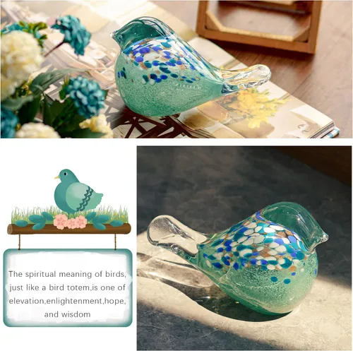 Miniatura 3 de QFkris Figuras grandes de pájaros de cristal soplado hechas a mano de 7 pulgadas, pisapapeles coleccionable, arte, escultura de animales, ornamento