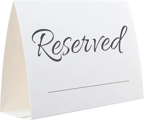 Miniatura 10 de Paquete de 20 letreros de mesa rústicos reservados – Señales reservadas para boda – Carteles de pizarra negra reservados – Accesorios de boda