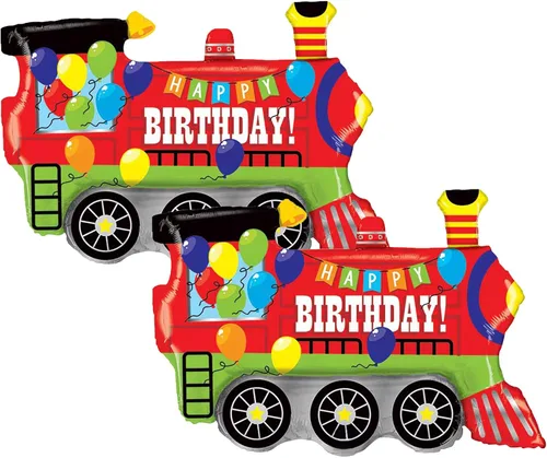 Miniatura 4 de Globo de fiesta de aluminio de 37 pulgadas con tren colorido de feliz cumpleaños