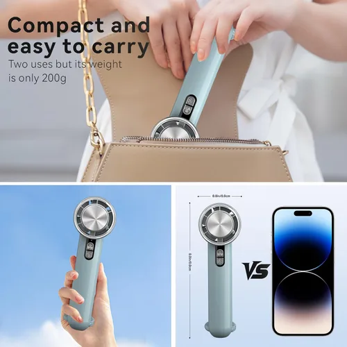 Miniatura 3 de Ventilador de refrigeración de mano, ventilador portátil de aire acondicionado de 5 velocidades, mini ventilador recargable con USB para mujeres
