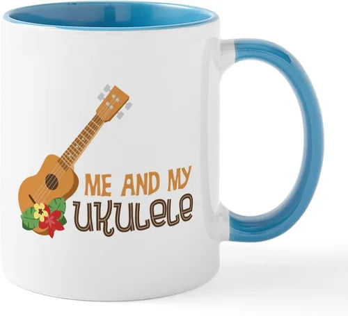 Miniatura 24 de CafePress Peace Love - Taza de café de cerámica para ukelele (11 oz (11.0 fl oz)