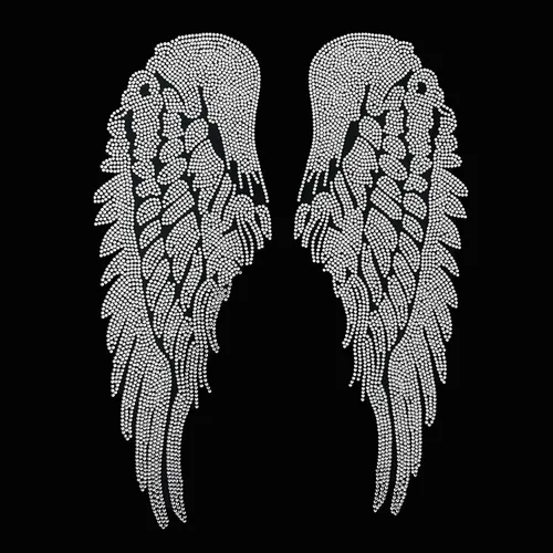 Miniatura 4 de Rhinestop - Alas de ángel de cristal transparente con diamantes de imitación, diseño de transferencia de calor, parche para planchar, diseños