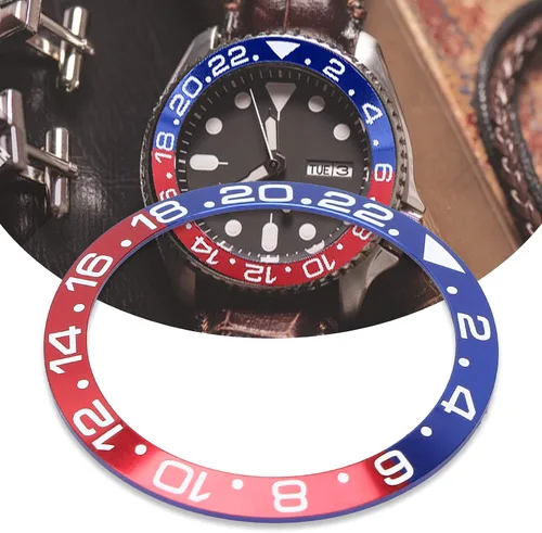 Miniatura 7 de zjchao Inserto de bisel de reloj, anillo exterior de 1.5 pulgadas de diámetro de aluminio para reloj de pulsera, bisel de inserción de anillo