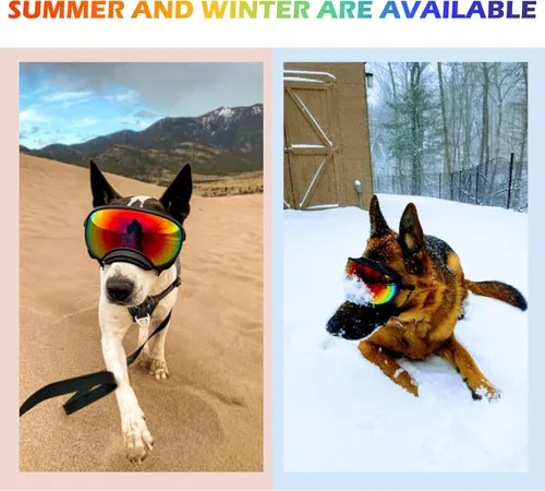 Miniatura 5 de Gafas de sol grandes para perros con correa ajustable, protección UV, a prueba de victorias, adecuadas para perros medianos y medianos