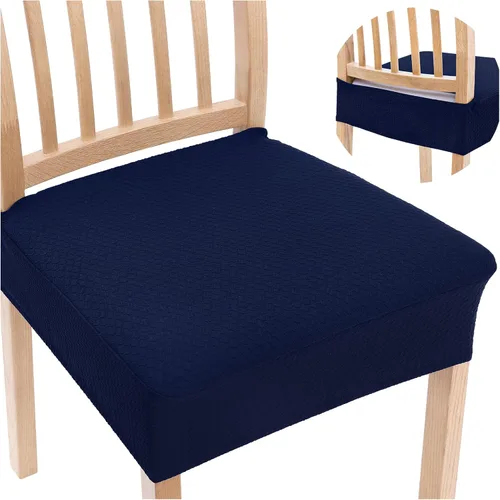 Miniatura 29 de Smiry Juego de 4 fundas de asiento elásticas de jacquard para sillas de comedor, extraíbles y lavables, sin fundas traseras, color gris pardo
