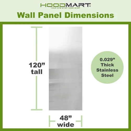 Miniatura 2 de HOODMART Paneles de pared de metal de 48 x 120 pulgadas, chapa de acero inoxidable de alta calidad con tapas finales, protector contra salpicaduras