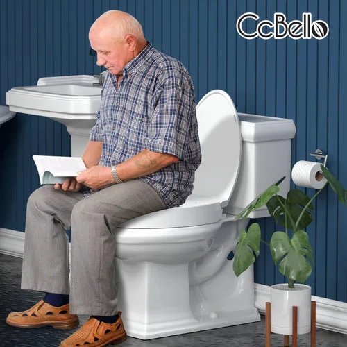 Miniatura 6 de Asiento de inodoro alargado elevado para personas mayores, Cierre Lento, Asiento de inodoro elevado, Resistencia Pesada, Nunca se afloja, Asiento