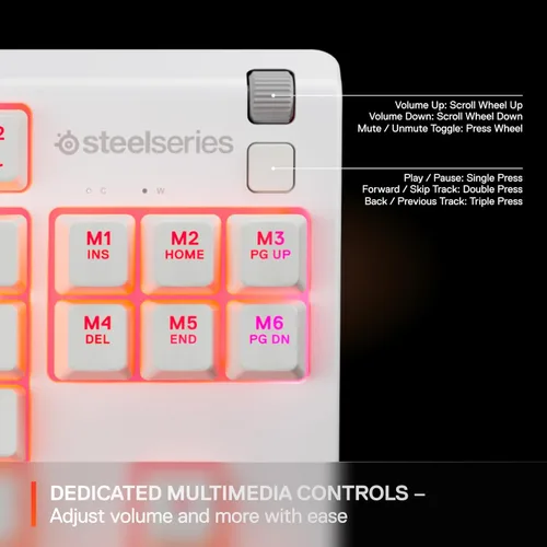 Miniatura 6 de SteelSeries Apex 3 TKL White RGB - Teclado para juegos — Factor de forma compacto sin llave — Iluminación RGB de 8 zonas — Resistente al agua y al