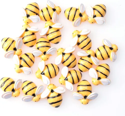 Sowaka 20 piezas de mini adornos de abeja diminutos de resina plana para el cabello, clip de bricolaje, proyectos de arte, suministros de decoración