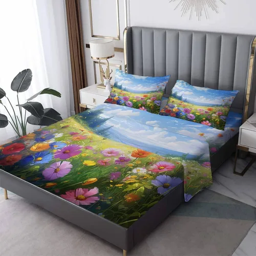 Miniatura 9 de Juego de sábanas de tamaño individual – Juego de sábanas y fundas de almohada de amapolas rojas, microfibra suave, bolsillo profundo y sin arrugas