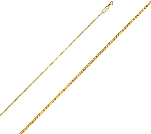 Miniatura 2 de Wellingsale 14K Solid Gold Square Wheat Chains (Select Options)