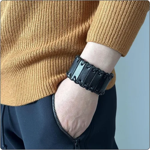 Miniatura 3 de Pulsera trenzada Punk Rock de cuero ancho