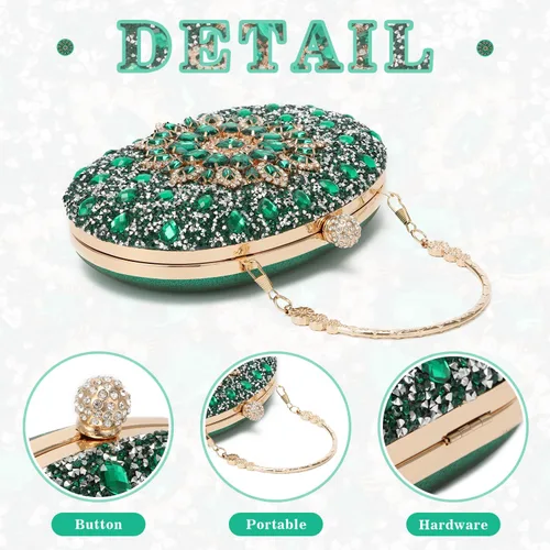 Miniatura 3 de LUI SUI Bolso de mano de noche con diamantes de imitación para mujer, bolsa de mano con diamantes brillantes y brillantes, bolsa de fiesta de boda