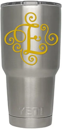 Miniatura 53 de Monogram - Calcomanía troquelada/vinilo adhesivo. Haga clic para opciones de color/letra. Disponible en cuatro colores y todas las letras de la A