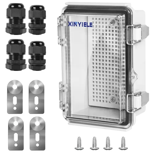 Miniatura 22 de Caja de conexiones de plástico ABS impermeable para proyectos al aire libre, IP67, resistente a la intemperie, a prueba de polvo con cubierta