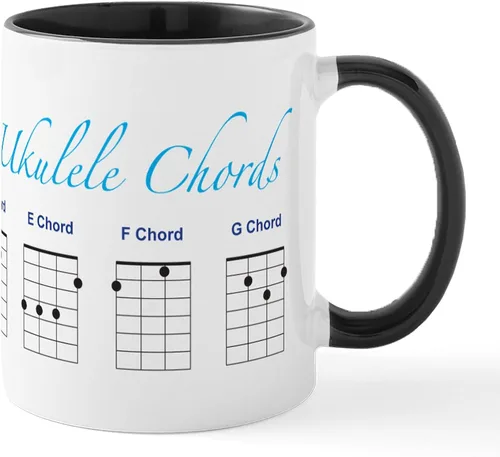 Miniatura 45 de CafePress Peace Love - Taza de café de cerámica para ukelele (11 oz (11.0 fl oz)