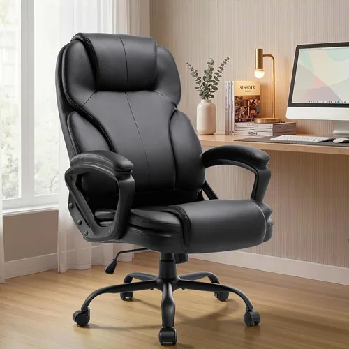 Silla de oficina ergonómica con respaldo alto, cómoda silla de escritorio, silla de oficina ejecutiva ajustable para oficina en casa, silla de Negro