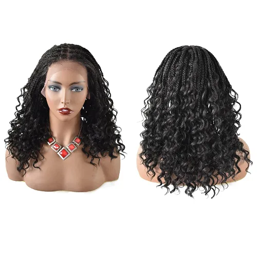 Miniatura 3 de Pelucas trenzadas para mujeres negras, 14 pulgadas, encaje HD suave de 4 3/4 x 12 1/2 pulgadas, peluca trenzada frontal sin nudos, pelucas cortas